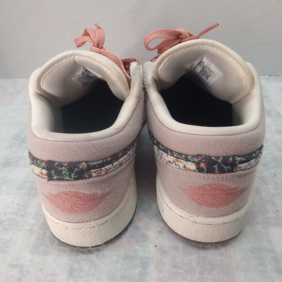 Air Jordan 1 Low “Floral Vines” Sneakers Cream Pink Rare Floral Print SZ 6y - Picture 4 of 11